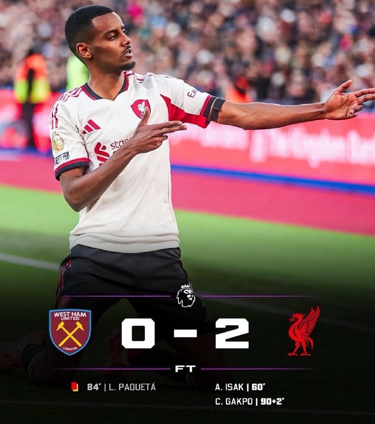 利物浦2-0西汉姆终结三连败，萨拉赫替补，球队战术变革奏效